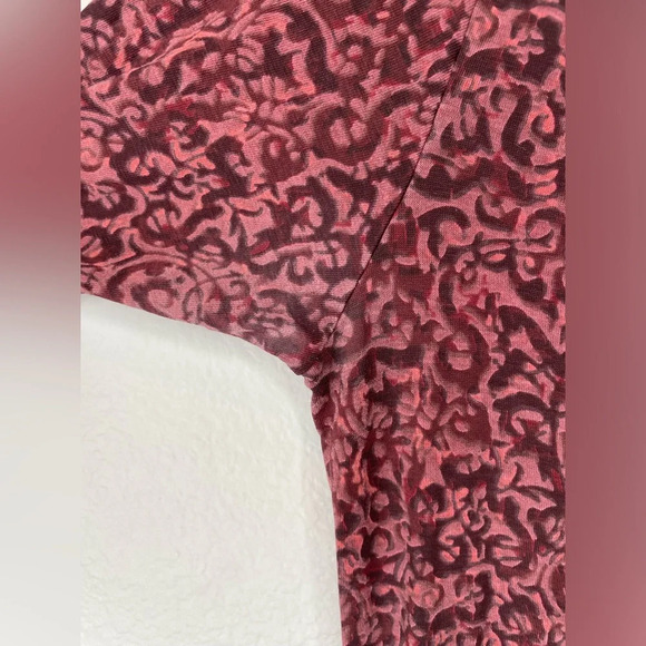 Peruvian Connection Floral Pattern Long Sleeve Maxi Dress Size Small Maroon/Pink - Picture 11 of 11